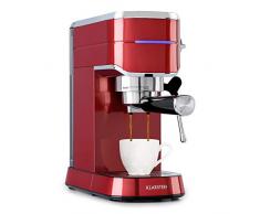 KLARSTEIN Futura - Macchina per Caffè Espresso, per Cappuccino, Macchinetta per Caffé Macinato, 1450W, 20 bar, Qualità Professionale, Sistema Thermo-Block, Doppio Erogatore, Montalatte, Rosso