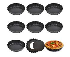 Ruikdly 8 Pezzi Stampi per Crostatine, Stampo Crostata da 10 cm, Teglia Crostata Fondo Removibile, Antiaderenti Forme per Crostatine Per la Cottura di Dolci Crostata