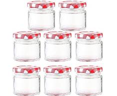 8 Pezzi Barattolo di Marmellata, Barattolo di Miele, Mini Barattolo di Vetro Vuoto in Latta Rotonda, Adatto per Caramelle, Marmellate, Frutta Sciroppata(100ML)