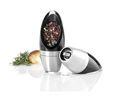 AdHoc Macina Sale e Pepe Bud, Macina Sale, Meccanismo in Ceramica, Acciaio Inox, Plastica, Acrilico, Nero, 15.5 cm, MP22