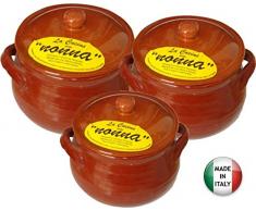 PENTOLA BOMBATA TERRACOTTA CON COPERCHIO CM 26