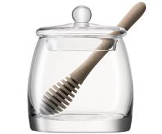 LSA, Contenitore Serve per Miele da 12,5 cm con Cucchiaio da Miele in Quercia, Trasparente