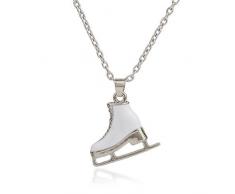 Collana lunga con pendente a forma di pattino da ghiaccio, in lega di zinco e smalto bianco, unisex