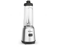 Moulinex LM15FD10 Mix&Move Mini Frullatore, 2 bottiglie, Design Compatto, Lame Rimovibili, Controllo Semplice, Argento