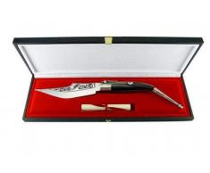 Expósito Coltello artigianale da collezione la gioielleria 2 inox MoVA da 14,5 e caccia di corno di Toro con Alpaca M/6003-N Artigianale Classico di Albacete