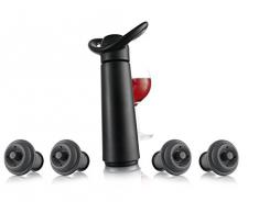 Vacu Vin Pompa Salvavino Concerto con 4 Tappi per Il Vuoto - Nero