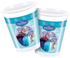 Procos 85428 - Bicchieri Plastica Disney Frozen Ice Skating (200 ml), 8 Pezzi, Azzurro