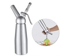 Sifone per Panna Montata da Cucina per Professionale in Acciaio Sifone Panna Montata da Cucina 3 Beccucci Decorativi per Pasticceria Panna Gelato Sifone da Cucina (N20 Non Incluso),250ML