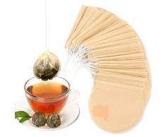 200 Pezzi Bustine da tè Filtro, 7x7.7 CM Sacchetti Filtro per Tè rotondo con Coulisse, Bustine da tè Usa e Getta per Tè Sfuso Tisane caffè Erbe Spezie