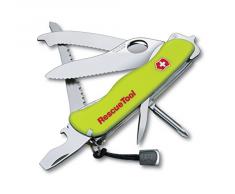 Victorinox, Rescue Tool, coltellino tascabile (15 funzioni, seghetto per parabrezza, rompivetro di emergenza) illuminazione notturna di colore giallo