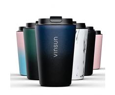 Vinsun Tazza Termica da Viaggio 350ml - Thermos per Caffè e Tè caldo e freddo - Bicchiere Termico in Acciaio Inox a Doppia Parete - Coperchio con Beccuccio, Chiusura Ermetica, Senza BPA
