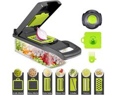 Affettaverdure Taglia Verdure e Tagliaverdure a Cubetti Mandolino Verdure Grattuggia Verdure Mandolina Affettatrice Affetta Verdure Professionale con 8 Lame Taglia Patate/Aglio