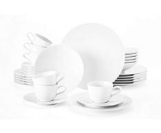 Seltmann Weiden 001.737480 - Servizio da tavola da 30 pezzi, serie Life Set include 6 piatti piani, 6 piatti fondi, piatti da colazione, tazze da caffè e piattini, in porcellana dura
