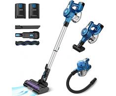 Aspirapolvere Senza Fili INSE 25KPa Forte Potenza di Aspirazione, Fino a 45 Minuti di Funzionamento, 2 Batterie Sostituibili, 10 in 1, LED per Aspirapolvere Senza Sacco