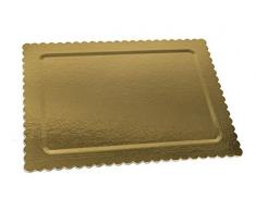 Dream s Party Vassoio RETTANGOLARE ALA oro in cartone - Piatto Sottotorta con smerlo rigido - portatorta - ideale per il trasporto di torte e dolci (40x30cm)