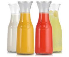 Latti, caraffa in vetro, 1 litro, elegante, con collo stretto, per brunch, feste, compleanni, Margarita, Champagne, Mimosa, tè freddo, sangria, punch, limonata, con coperchi ermetici (4)