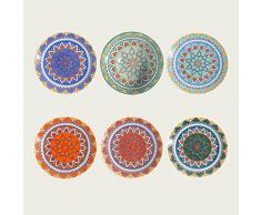 ARCA - Set 6 Piatti Pizza in Porcellana Linea Kyoto Da 33 Cm in Vari Colori - Lavabili in Lavastoviglie