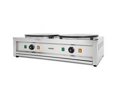 vertes Double Crêpes Maker incl. distributore in legno (6000 watt, piastra riscaldante 2x 40 cm, rivestimento antiaderente, temperatura regolabile in continuo da 50-300 °C, Acciaio Inox)