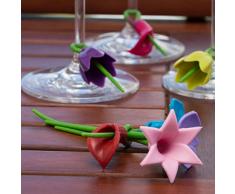 Trudeau Maison Set0572103Trud Segnabicchieri per Bicchieri da Vino per Distinguere Le Bevande, Set da 8, Silicone, Verde/Rosso/Rosa/Viola/Giallo/Blu, 10.6x3.7x13 cm