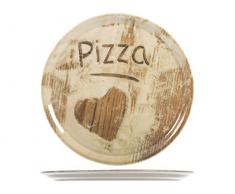 SATURNIA Set 6 Piatti Pizza Assortiti con disegno a forma di Cuore, Porcellana, 33 cm