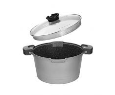 ROSSETTO Pentola Scolapasta a Induzione Antiaderente per Pasta con Coperchio, Alluminio, 24cm, 4,5Litri