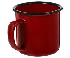 Operitacx Tazza da caffè in metallo smaltato: bicchieri da campeggio vintage con manico per feste di Natale, stoviglie e bevande, colore: rosso