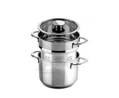 MRcasalinghi SPAGHETTIERA PASTAIOLA Acciaio Inox INDUZIONE 3 Pezzi MEPRA