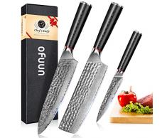 oFuun Set Coltelli da Cucina Professionali 20 Lame, 3 Pezzi Coltello Giapponese Damasco 67 Strati, Coltelli da Chef, Gyuto Santoku Nariki, Coltelli Universali Perverdure, Pesce, Carne, Frutta
