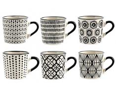 H&H 6 tazze caff in stoneware e pietra decoro vhera cc90
