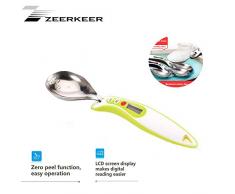 Zeerkeer Bilancia da cucina digitale, bilancia elettronica, cucchiaio di misurazione in acciaio inox, peso 30 ml, cucchiaio da bilancia 300 g, 0,1 g (verde)