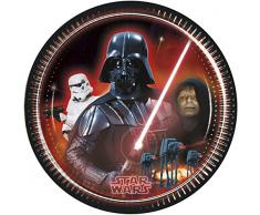 Procos 84466 - Piatti Carta Star Wars Villains, Ø23 cm, 8 Pezzi, Nero/Rosso