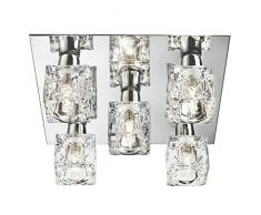 Lights4Living - Lampadario da soffitto in stile moderno, con 5 luci a forma di cubetto di ghiaccio, base cromata e lampade alogene