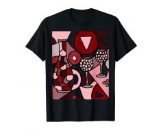 Smileteestank divertente bicchiere da vino e caraffa arte astratta Maglietta