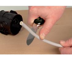 1 Coltello per cavi. Ideale per sguainare cavi e fili e per tranciare piccoli pezzi di plastica. Lama richiudibile (con tagliacavi e tagliafili). Lama affilata con dentatura su mezza lunghezza.