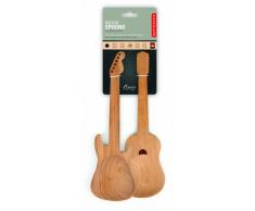 Kikkerland Guitar Utensils Posate per Insalata, Legno, 33x11x1 cm, 2 unitÃ 