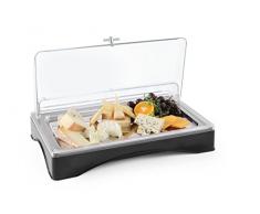 HENDI Vetrina Espositiva Refrigerata, Display per Buffet, Set Espositore di Raffreddamento con Vassoio GN 1/1, Coperchio Trasparente ed Elemento Refrigerante, 555x357x(h)175 mm, ABS, PC, Inox