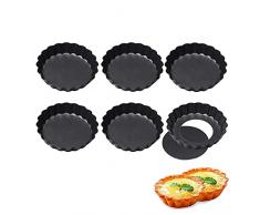6 Pezzi Padella Antiaderente Con Quiche,Teglia Antiaderente Scanalata,Padella Rimovibile A Fondo Piatto ,Removibile Apribile Rotonda Padella Per Torta Crostate Stampi,DIY Strumento Di Cottura,10cm