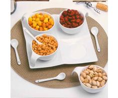 Set aperitivo 9 pz piatto ciotole e cucchiaini in ceramica per antipasti finger food buffet bar A15
