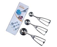 Pallina di Gelato 3Pezzo Porzionatore Meccanico per Gelato Argento Porzionatori per Gelato in per Fare Il Gelato Anguria Lo Scoop di Patate e Lo Scoop di Polpette