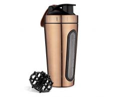 Navaris Protein Shaker per Proteine Allenamento Palestra - Blender Acciaio Inox per Bevande Proteiche 750ml - Borraccia Sportiva con Frusta a Pallina