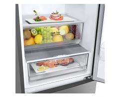 LG GBP62PZNBC Frigorifero Combinato Total No Frost, 384L, Tecnologia Door & Linear Cooling, Cassetto Fresh Converter, Compressore Lineare Inverter, Display interno, Smart Diagnosis, Inox