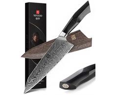 XINZUO Acciaio Damasco Coltello da Chef, 21.5cm Coltello da Cucina Kiritsuke, Professionale Forgiata Gyuto Coltello per Verdure, Manico G10 di Livello Militare,con Fodero Magnetica -Serie Feng