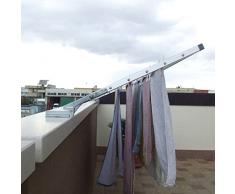 La zappa Stendibiancheria richiudibile da parete, stendino per balconi in alluminio anodizzato antiruggine Made in Italy (263 cm, Muretto)