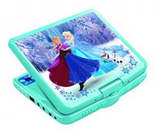Lexibook DVDP6FZ - Lettore DVD portatile Disney Frozen, design Elsa/Anna/Olaf, con presa USB, Blu/Bianco