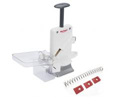 Westmark Snocciolatore di Ciliegie e Prugne, Ultra Rapido: 2 Ciliegie alla Volta, Incluso Set di Ricambio con 4 Pezzi, Plastica/Acciaio Inox/Alluminio, Steinomat, Bianco/Argento, 406022E6