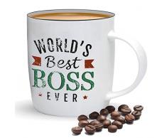 Gifffted Tazza Da Caffe Per Boss, Regalo Di Compleanno Per Boss, Idee Regali il Giorno del Capo, Natale, Valentino, Ceramica, Lettere Vintage Graffiate, Festa del Papà, 380 ML Tazze