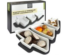 Moritz & Moritz 7 pz. Serving Set bay Leaf - Ciotole in Ceramica Vassoio in Ardesia e Cucchiaio di bambù - per Salse Snack antipasti Dessert