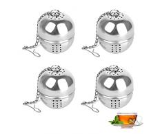 4 Pezzi Infusore a Sfera da tè 4cm Colino da tè in Acciaio Inossidabile 304 Infusori da Tè con Catena Gancio Infusore per Tè in Foglie Sfuse Filtro per Tisane Tè Sfuso Spezie e Condimenti