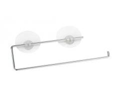 WENKO Static-Loc® portarotolo carta cucina, Metallo cromato, 30 x 8.5 cm, Argento lucido