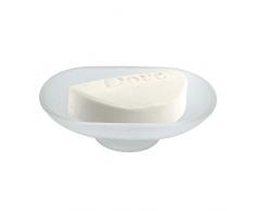 TrAdE Shop Traesio PIATTINO Ricambio Porta Sapone Ovale in Vetro Satinato 13CM Bagno Accessori